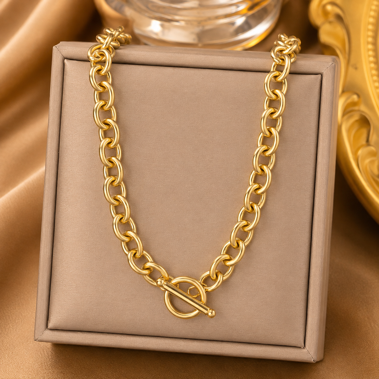 18K Gold-Plated Chunky Toggle Chain Necklace