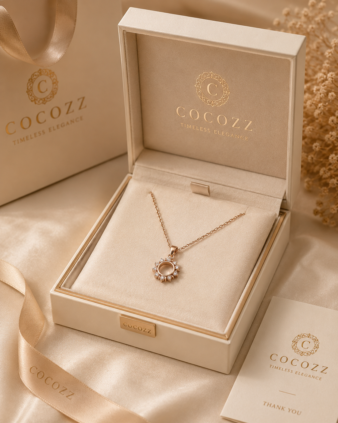 ✨ Elegant Rose Gold Halo Pendant Necklace