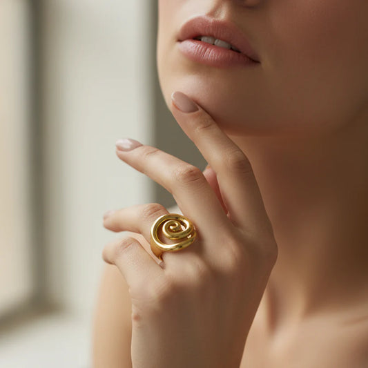 Chunky Rose Shaped Gold Plated Rings