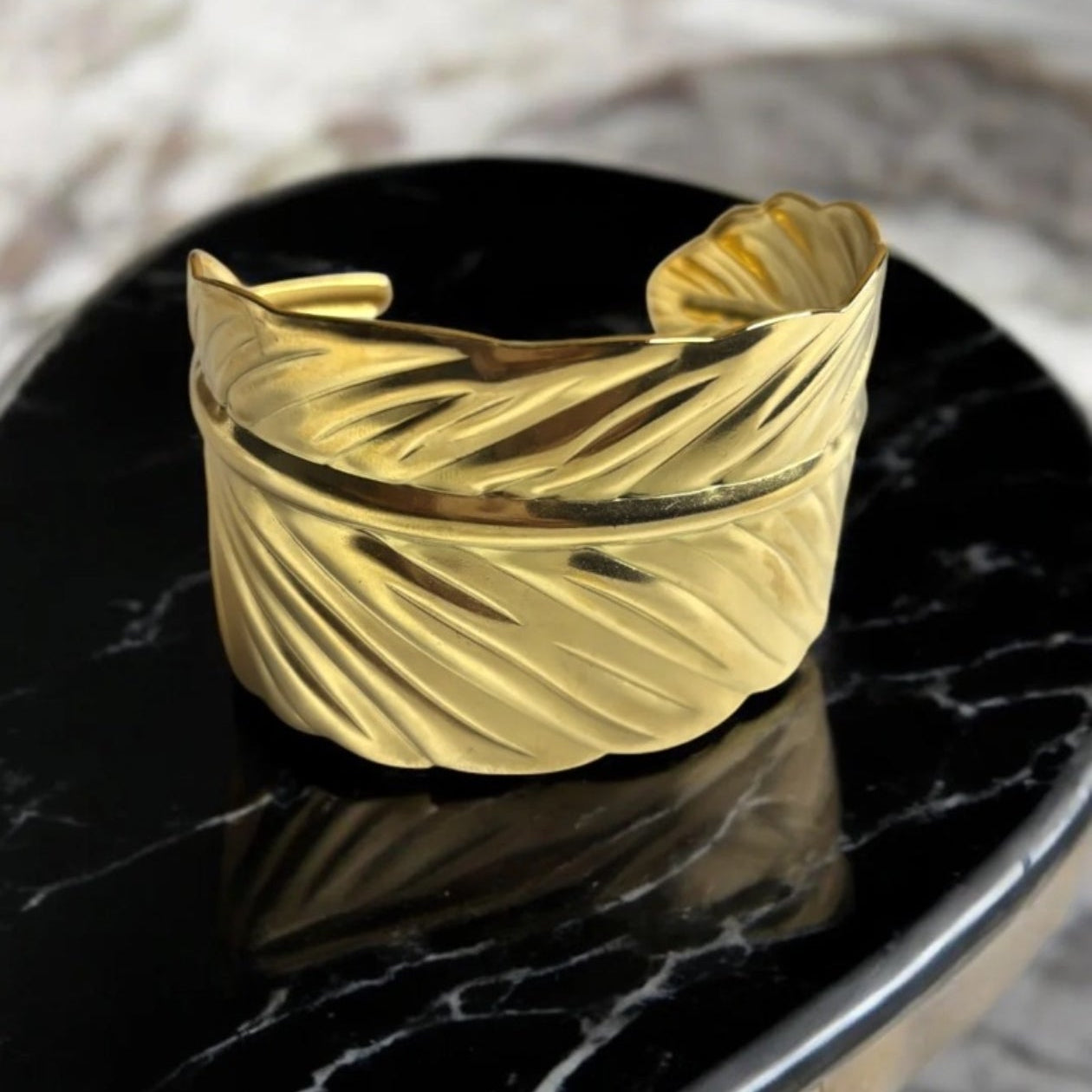 Golden Feather 18K Gold-Plated Cuff Bracelet