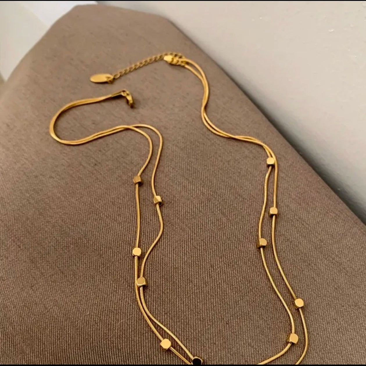 18K Gold-Plated Double-Layer Minimalist Cube Necklace