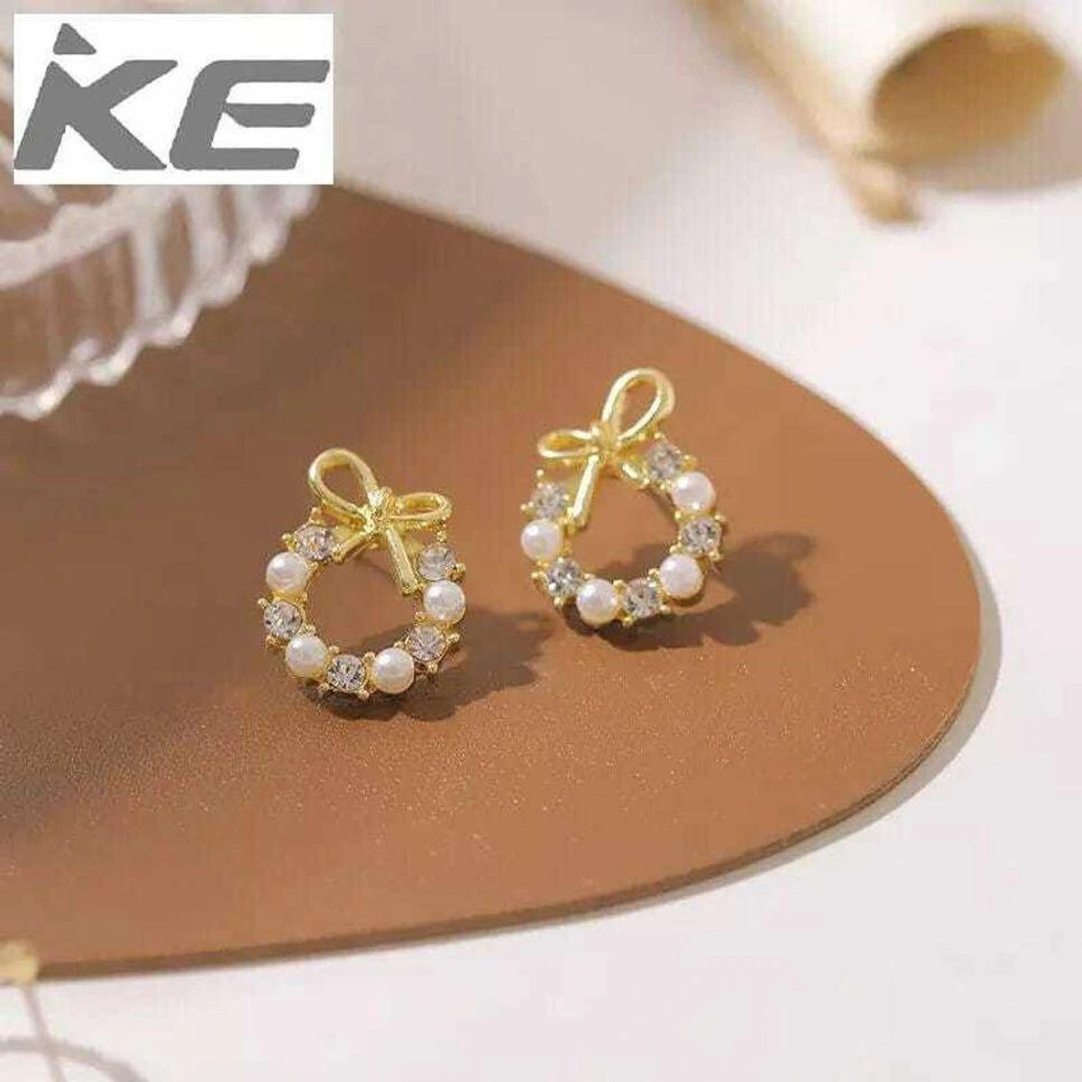 Elegant Pearl Crystal Bow Wreath Earrings ππ€β¨