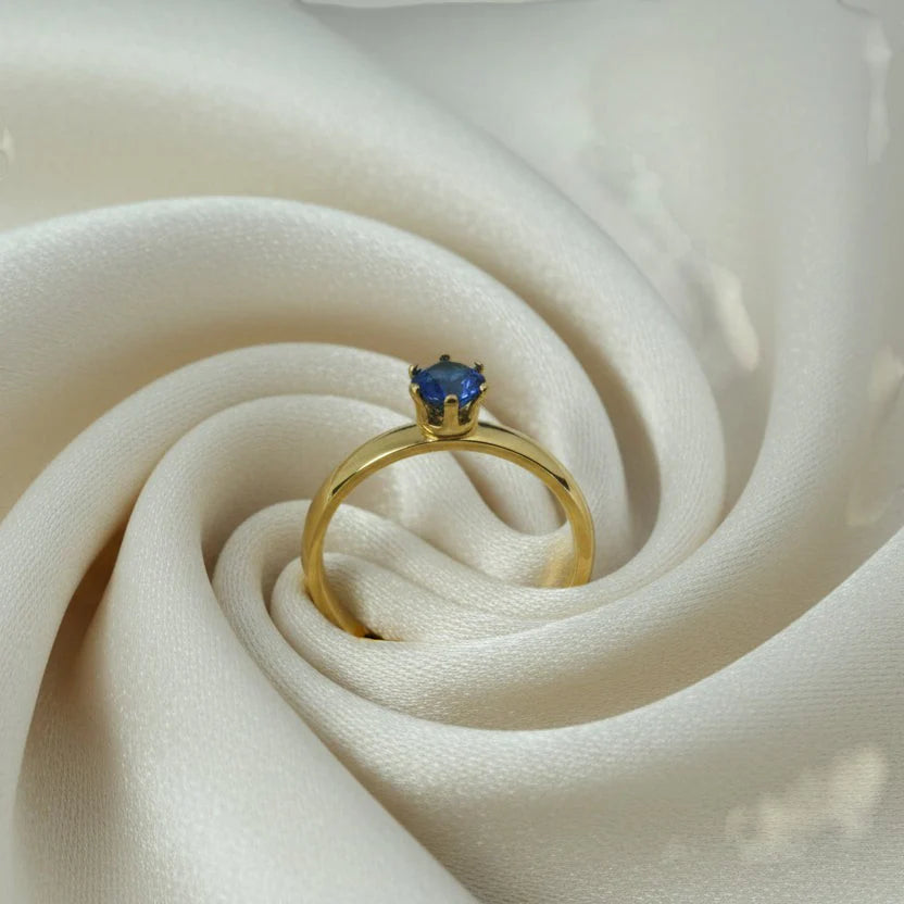 Lumiere Blue Solitaire Ring