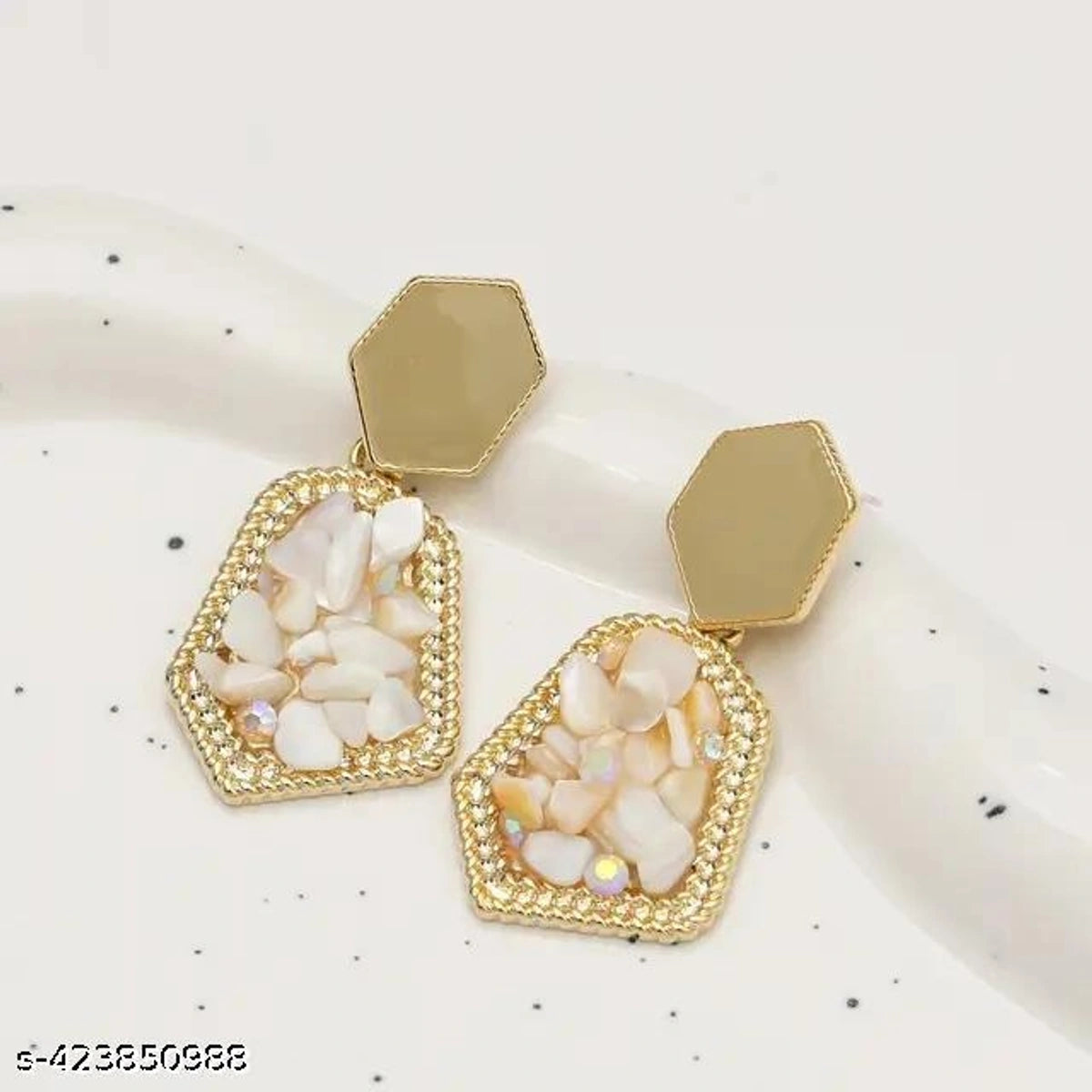 Elegant Pearl Mosaic Drop Earrings