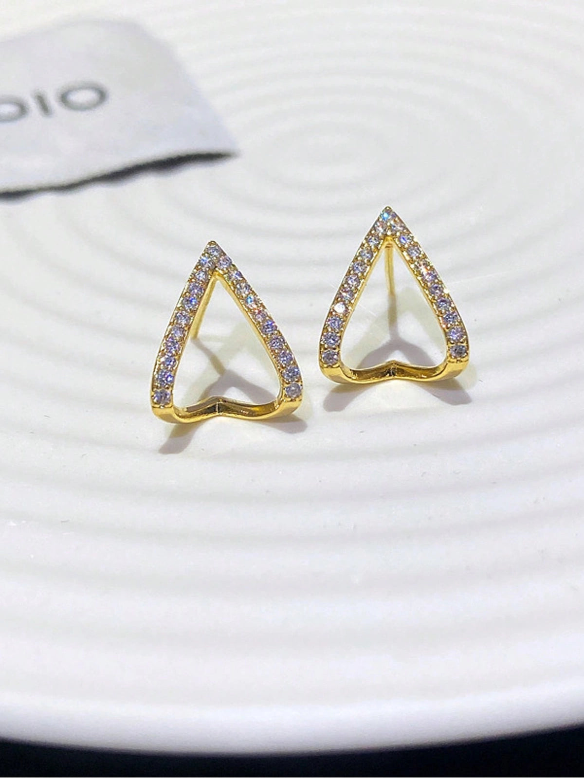 ✨ Crystal Heart Triangle Stud Earrings