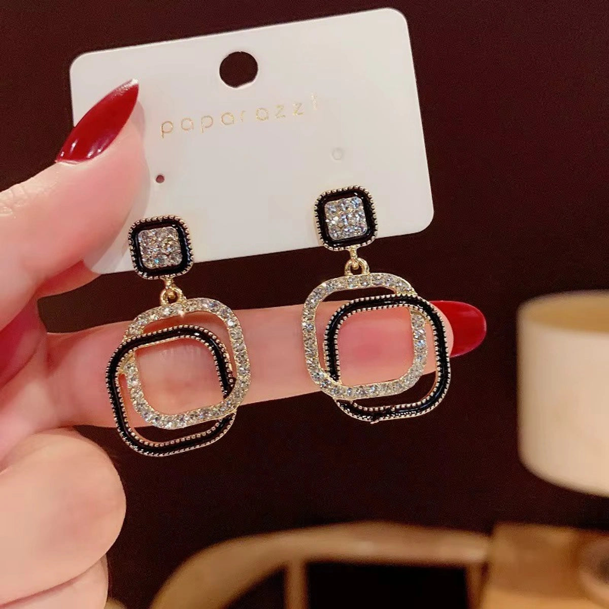 Elegant Geometric Crystal Drop Earrings