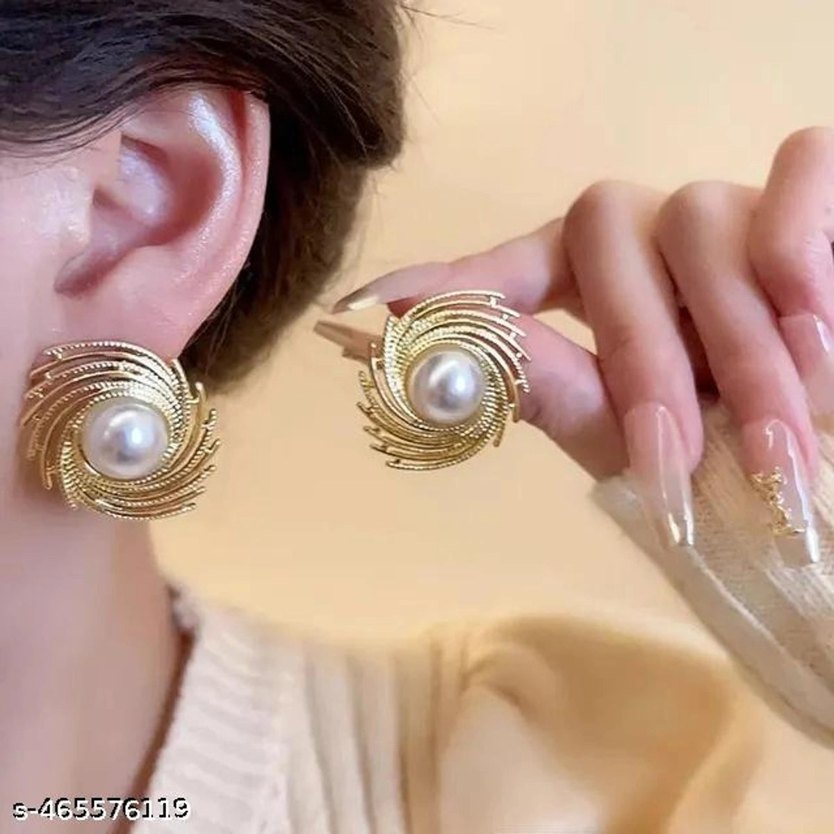 Vintage Pearl Spiral Stud Earrings
