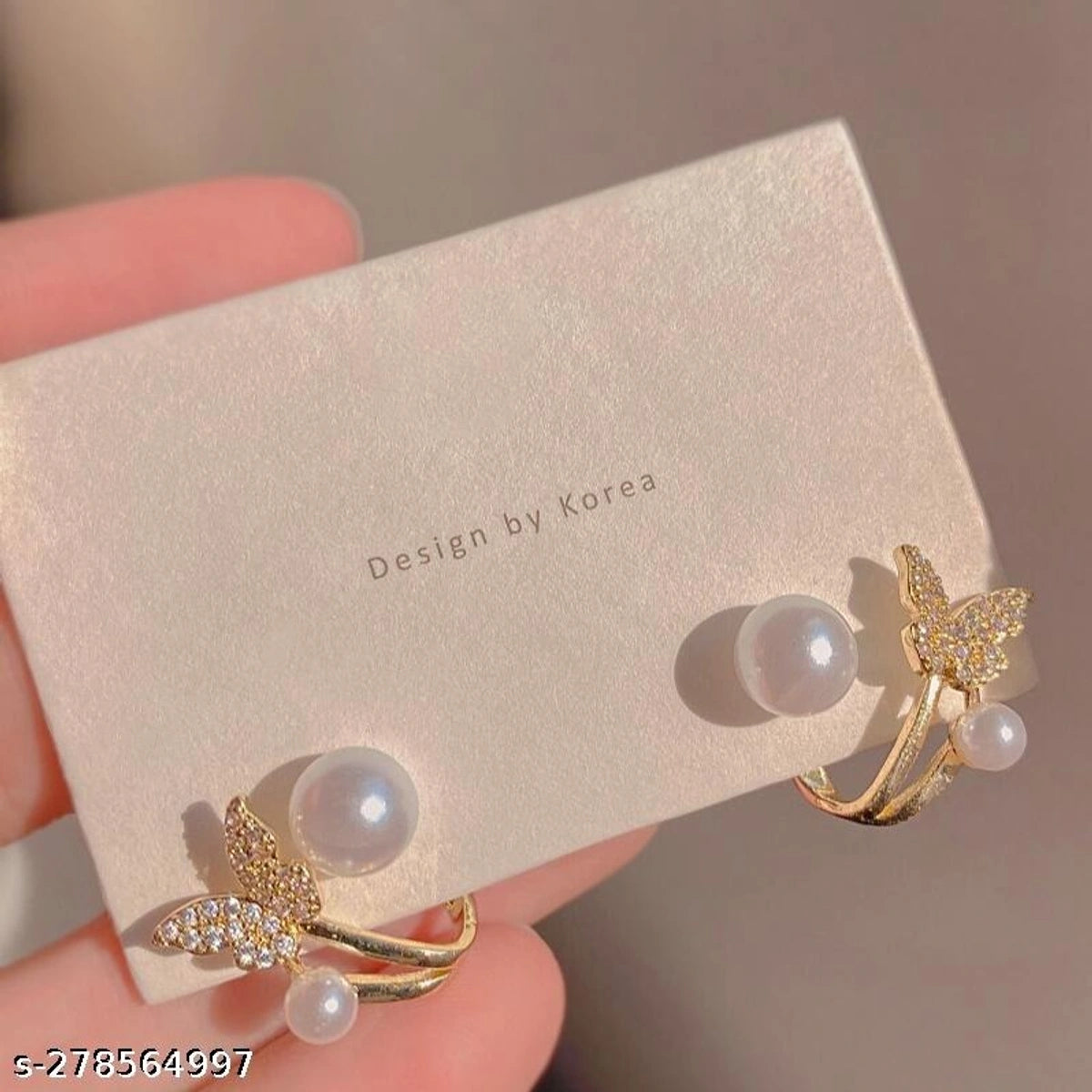Elegant Crystal Pearl Stud Earrings