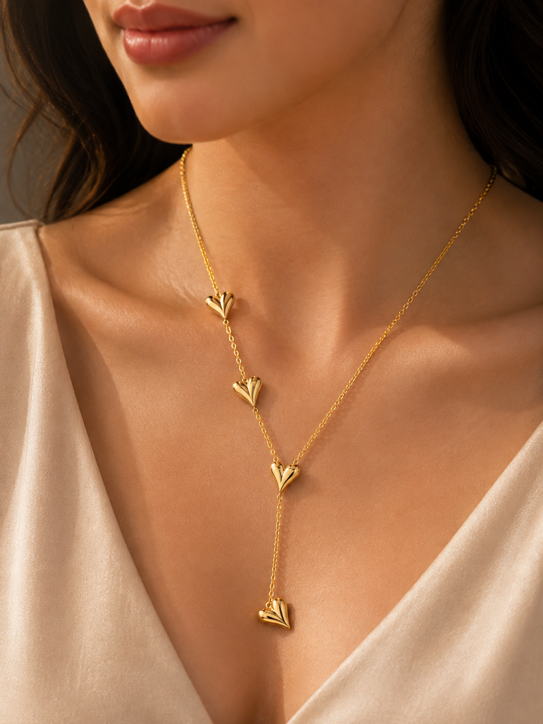 18K Gold-Plated Heart Drop Necklace