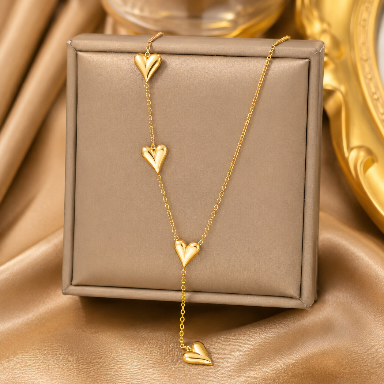 18K Gold-Plated Heart Drop Necklace