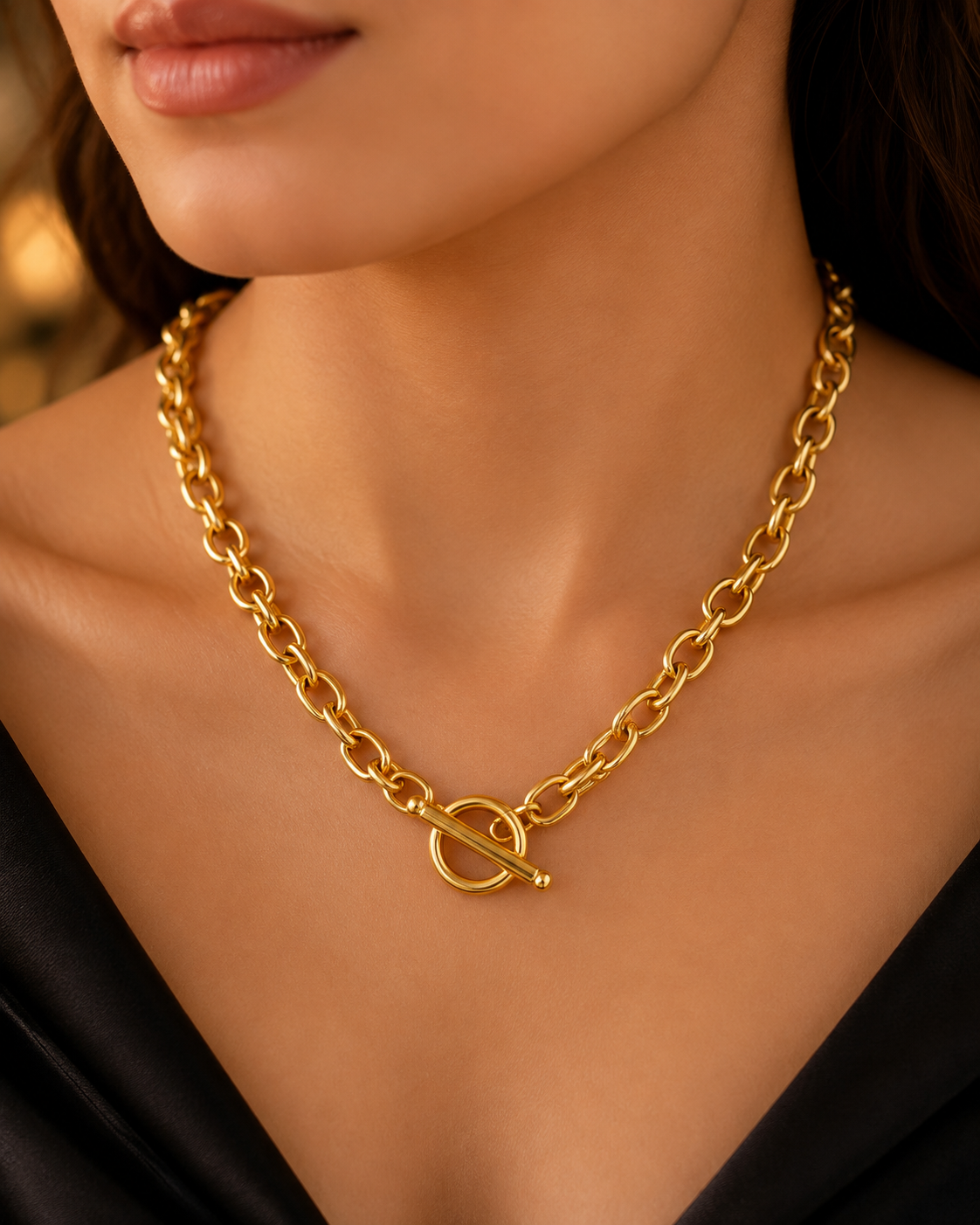 18K Gold-Plated Chunky Toggle Chain Necklace