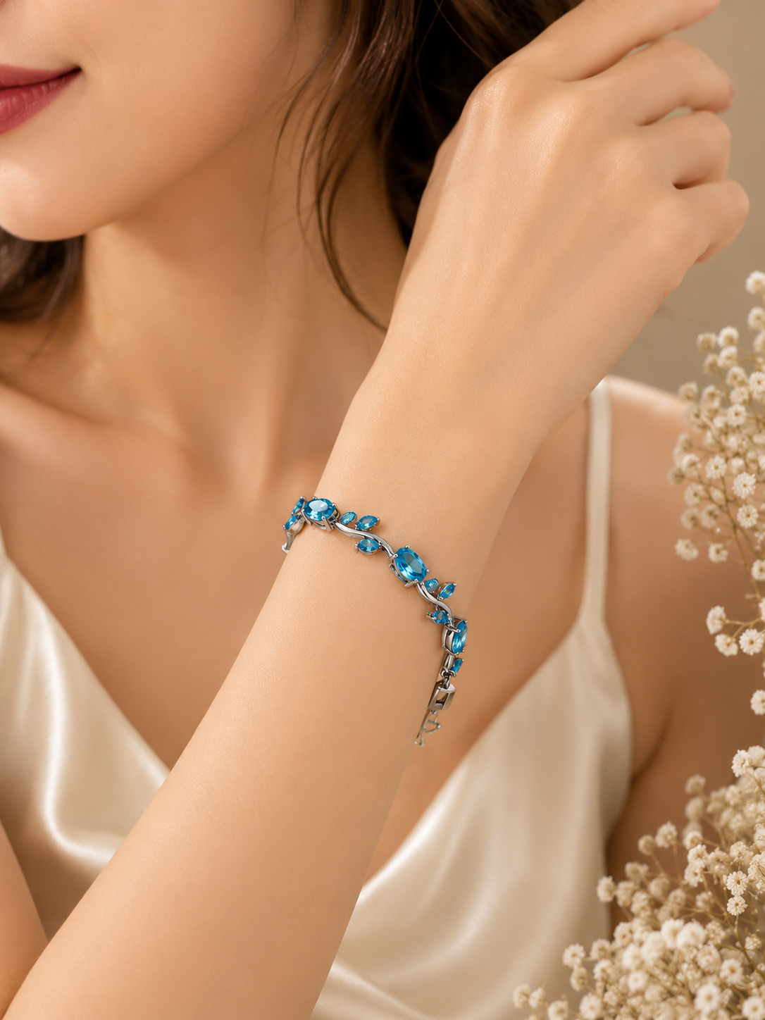 💙 Ocean Blue Tulip Bracelet-Silver Edition💙
