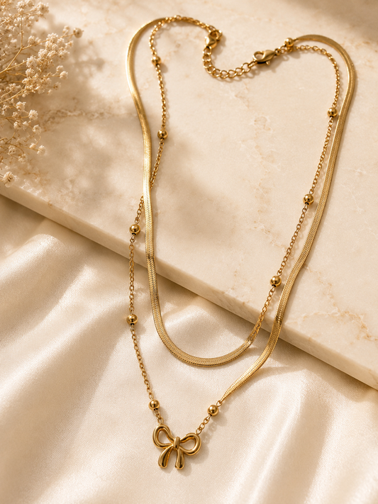 🎀 Elegant Bow Layered Necklace