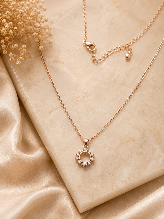 ✨ Elegant Rose Gold Halo Pendant Necklace