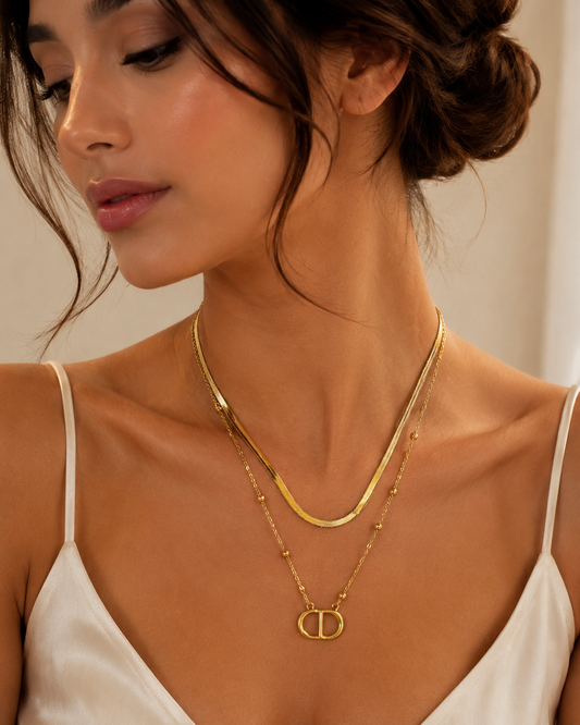 ✨ Elegant Double Layer Monogram Necklace