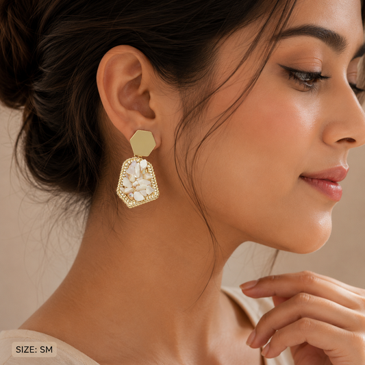 Elegant Pearl Mosaic Drop Earrings
