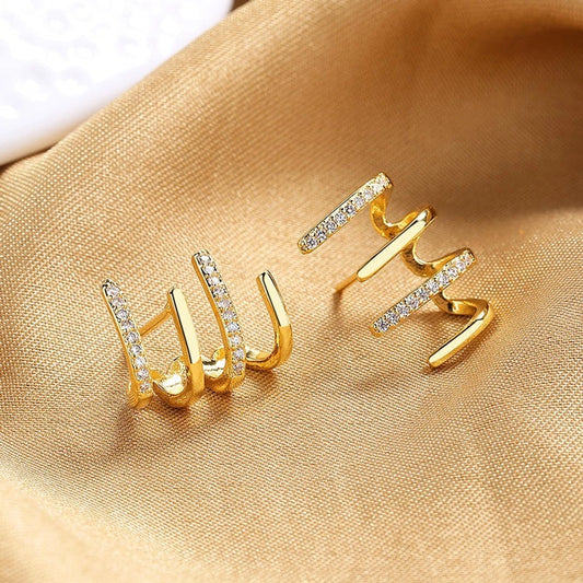 Elegant Gold-Tone Zircon Ear Cuff Earrings