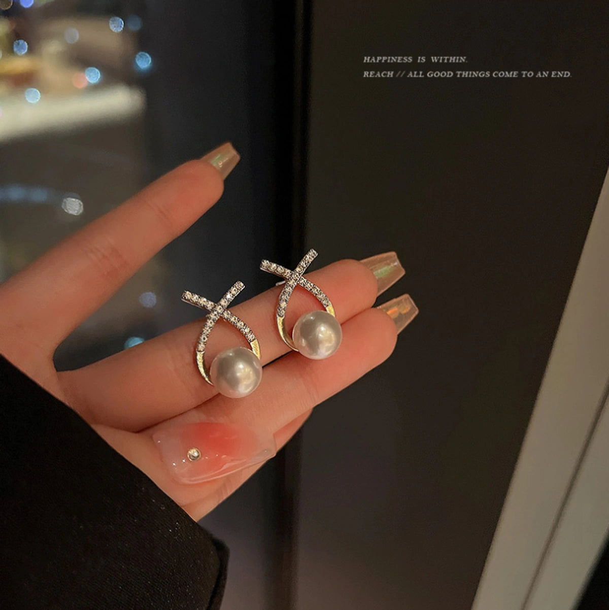 Elegant Pearl & Crystal Stud Earrings