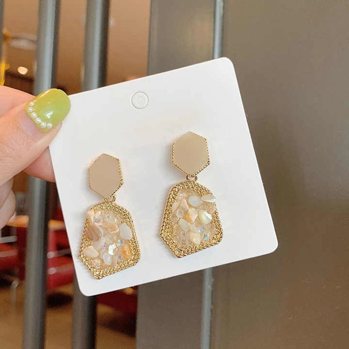 Elegant Pearl Mosaic Drop Earrings