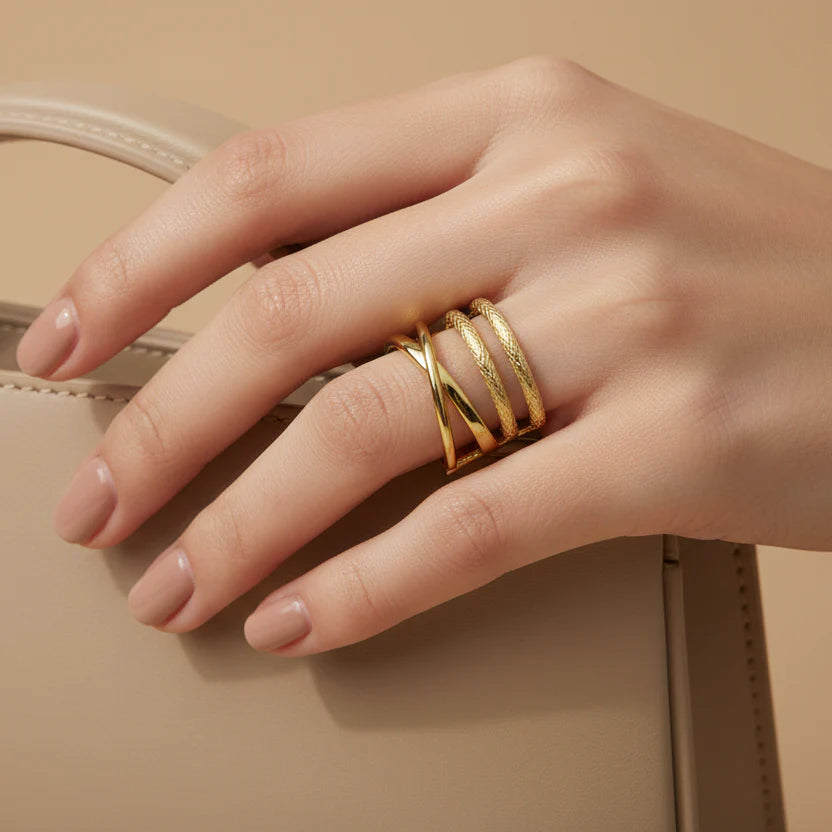 Chunky Stacked Gold Plated Ring