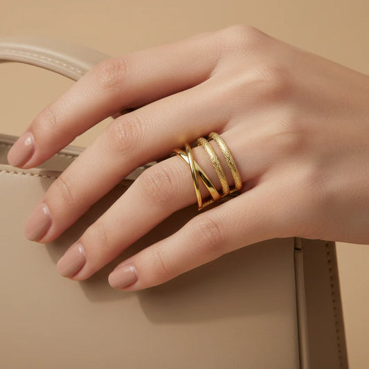 Chunky Stacked Gold Plated Ring