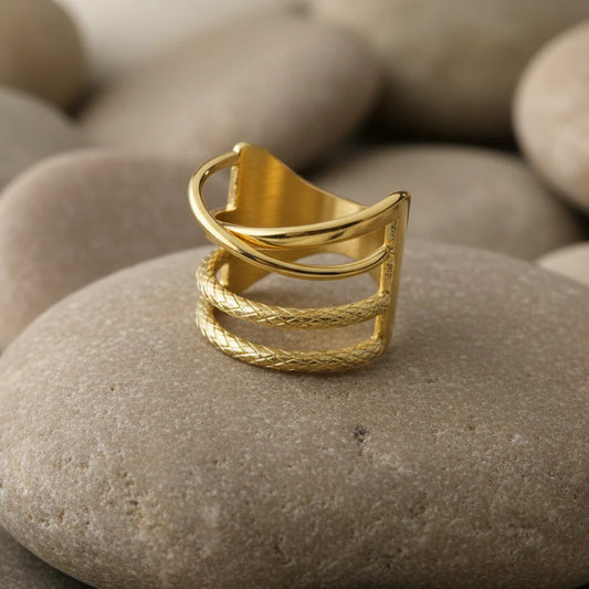 Chunky Stacked Gold Plated Ring