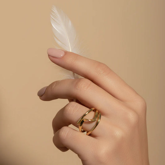 Chunky Abstract Gold Plated Ring