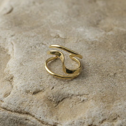 Chunky Abstract Gold Plated Ring