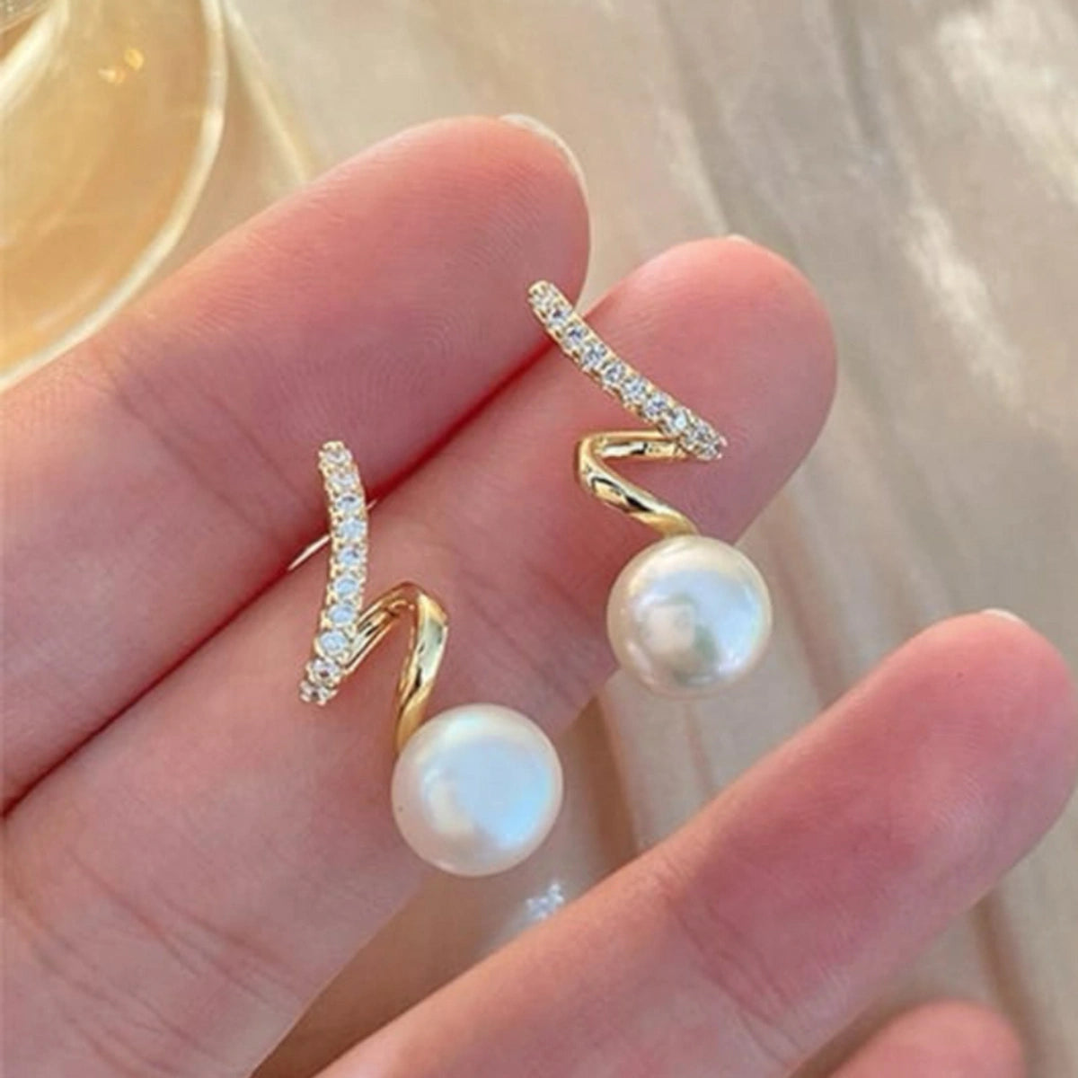 Elegant Pearl Spiral Drop Earrings