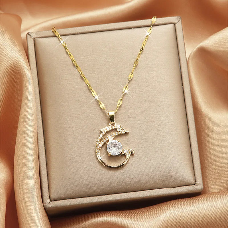 Crystal Swan Pendant Necklace