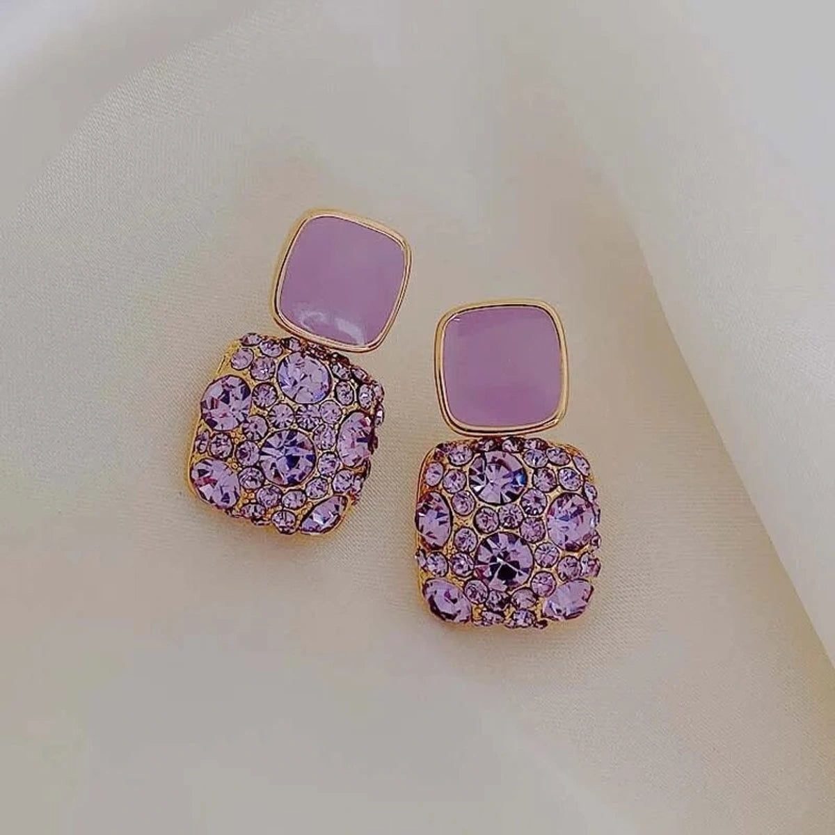 Elegant Lavender Crystal Statement Earrings