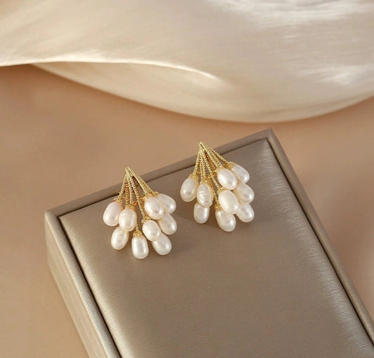 Elegant Freshwater Pearl Cluster Earrings