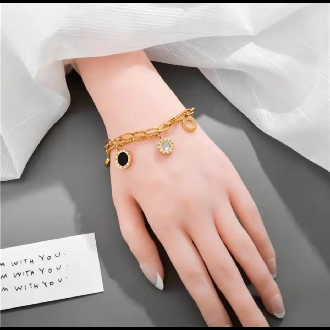 ✨ 18K Gold Plated Stainless Steel Layered Charm Bracelet ✨