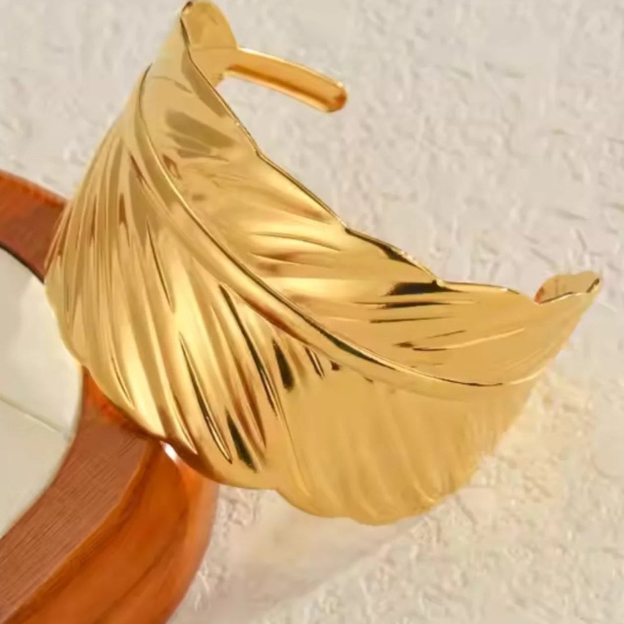 Golden Feather 18K Gold-Plated Cuff Bracelet