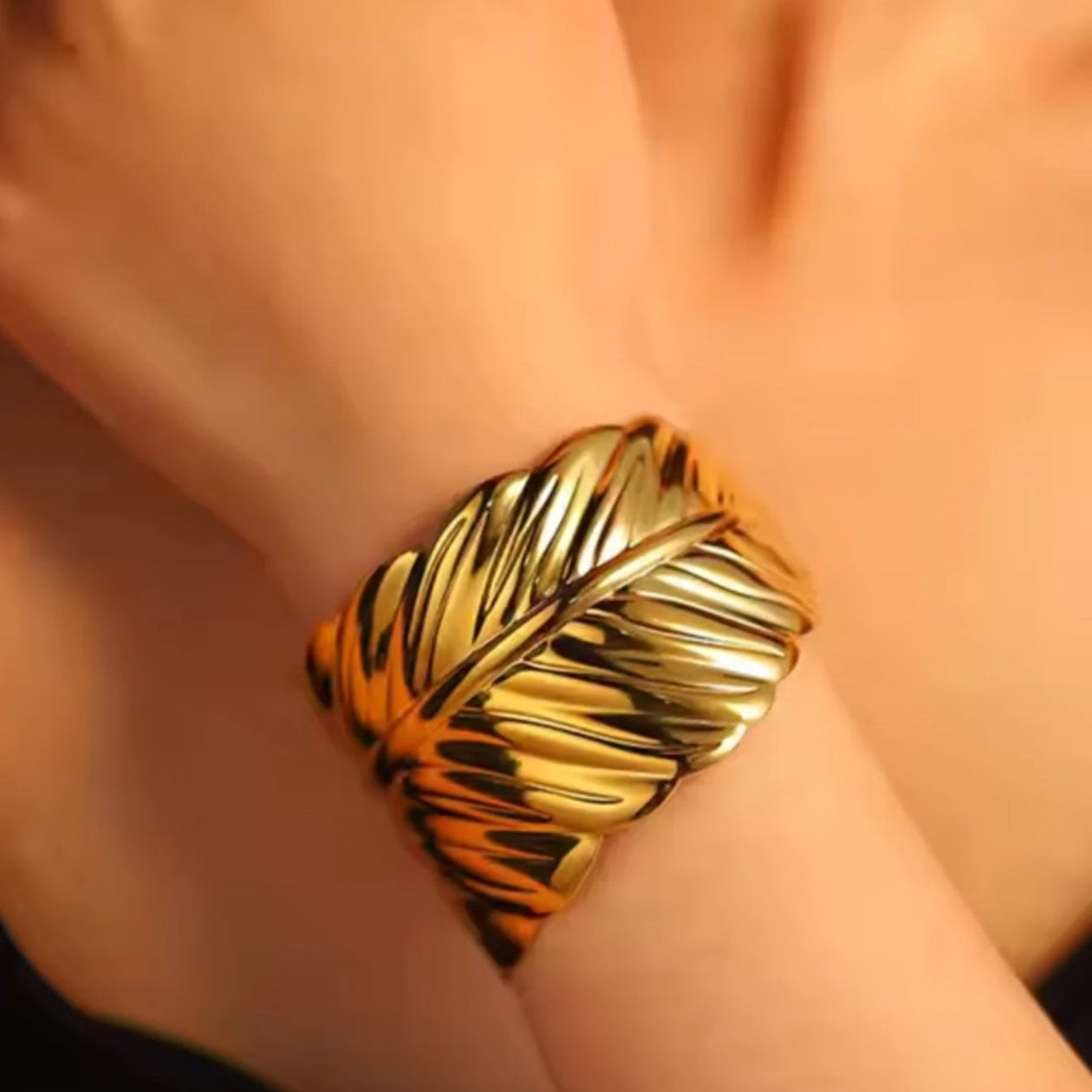 Golden Feather 18K Gold-Plated Cuff Bracelet