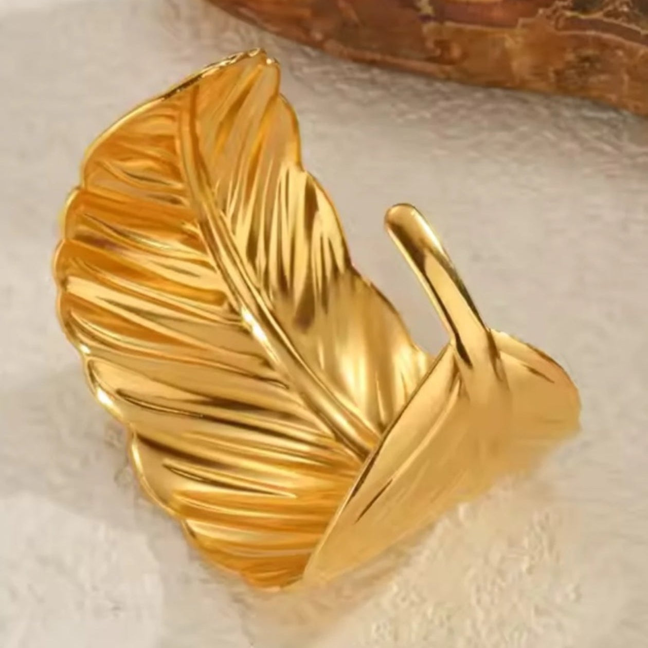 Golden Feather 18K Gold-Plated Cuff Bracelet