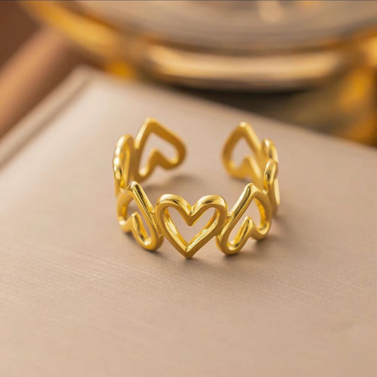 Eternal Hearts 18K Gold-Plated Adjustable Ring