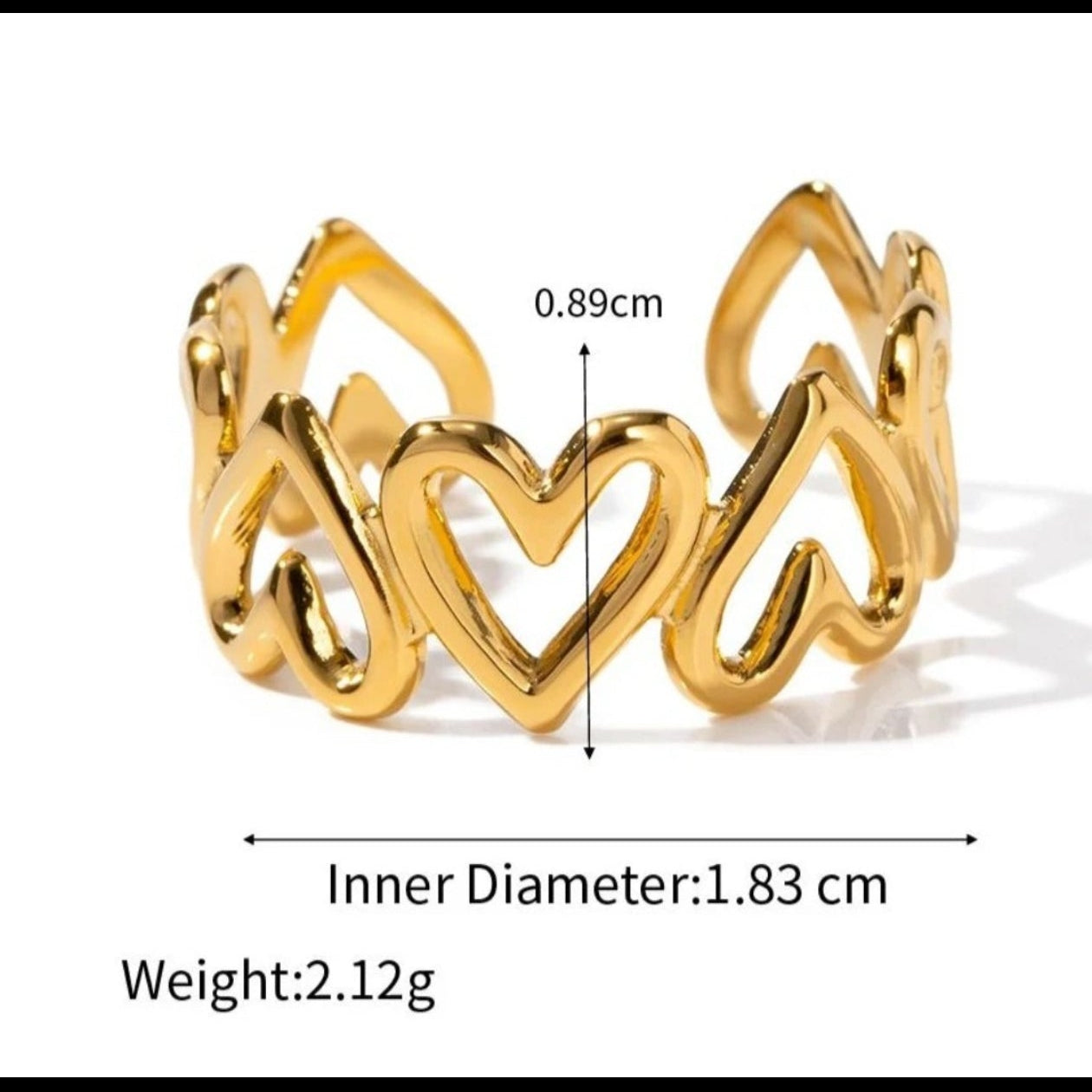 Eternal Hearts 18K Gold-Plated Adjustable Ring