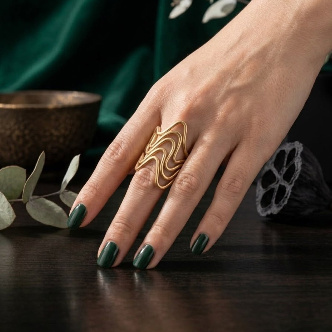 ✨ 18K Gold Plated Wave Statement Ring ✨