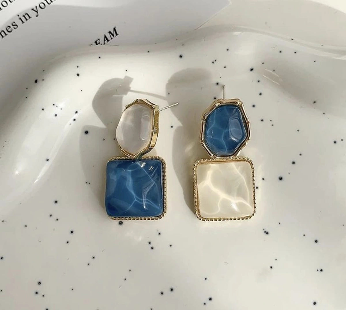 Elegant Marble Stone Drop Earrings