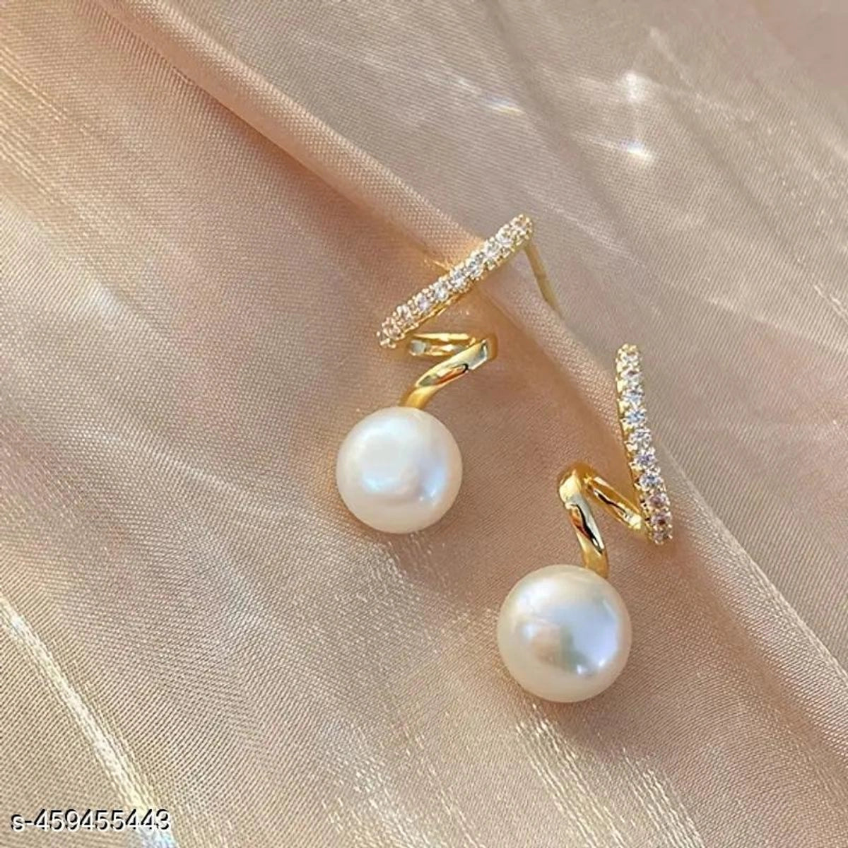 Elegant Pearl Spiral Drop Earrings