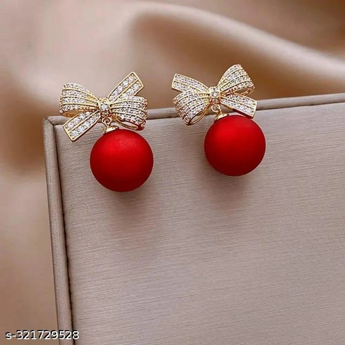 Elegant Ruby Bow Drop Earrings 🎀❤️✨