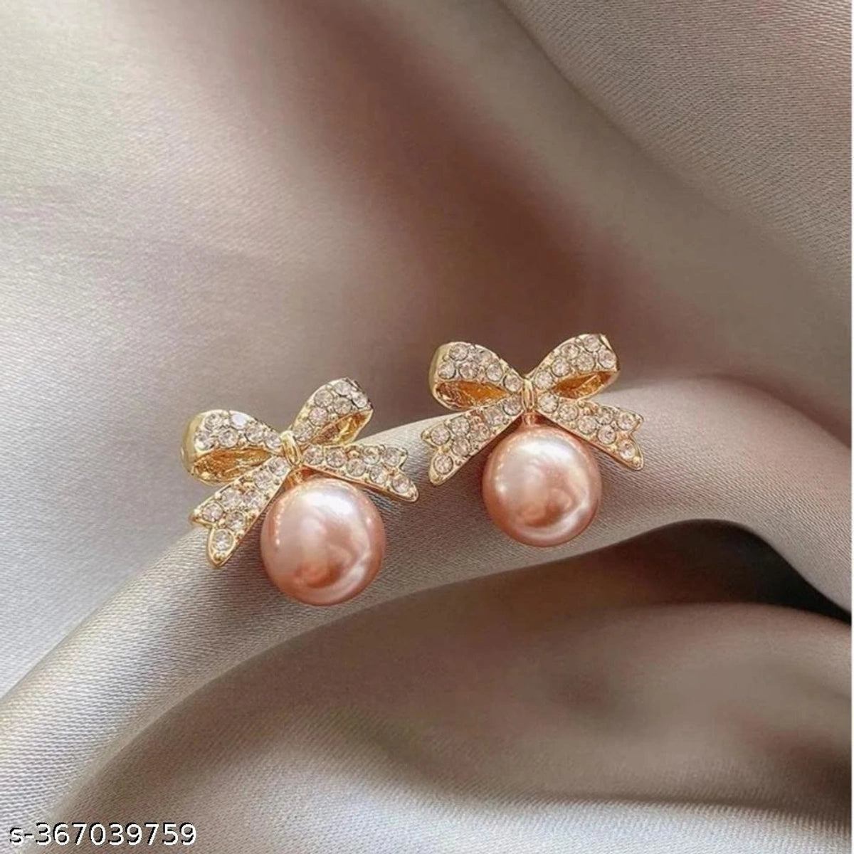 Elegant Bow Pearl Stud Earrings