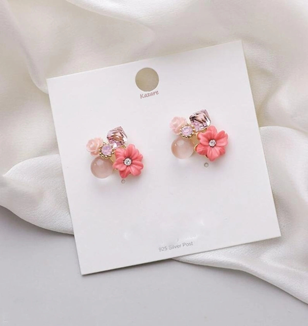 Elegant Floral Crystal Stud Earrings