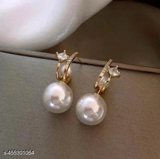 Classic Pearl Hoop Drop Earrings 🤍✨💎