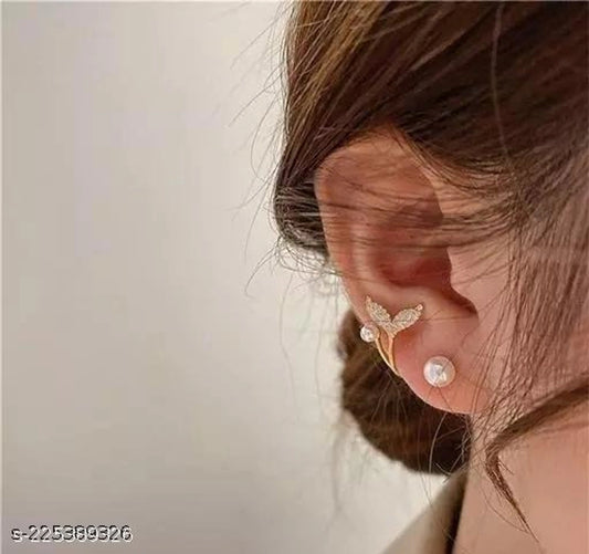 Elegant Crystal Pearl Stud Earrings