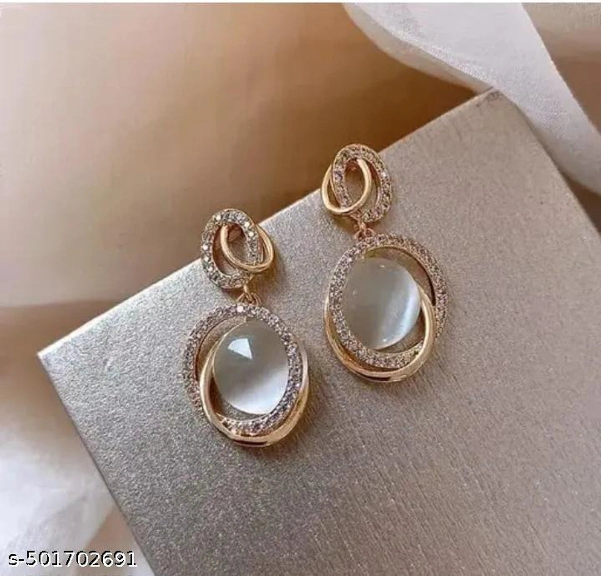 Luxury Crystal Oval Drop Earrings