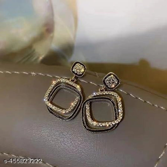 Elegant Geometric Crystal Drop Earrings