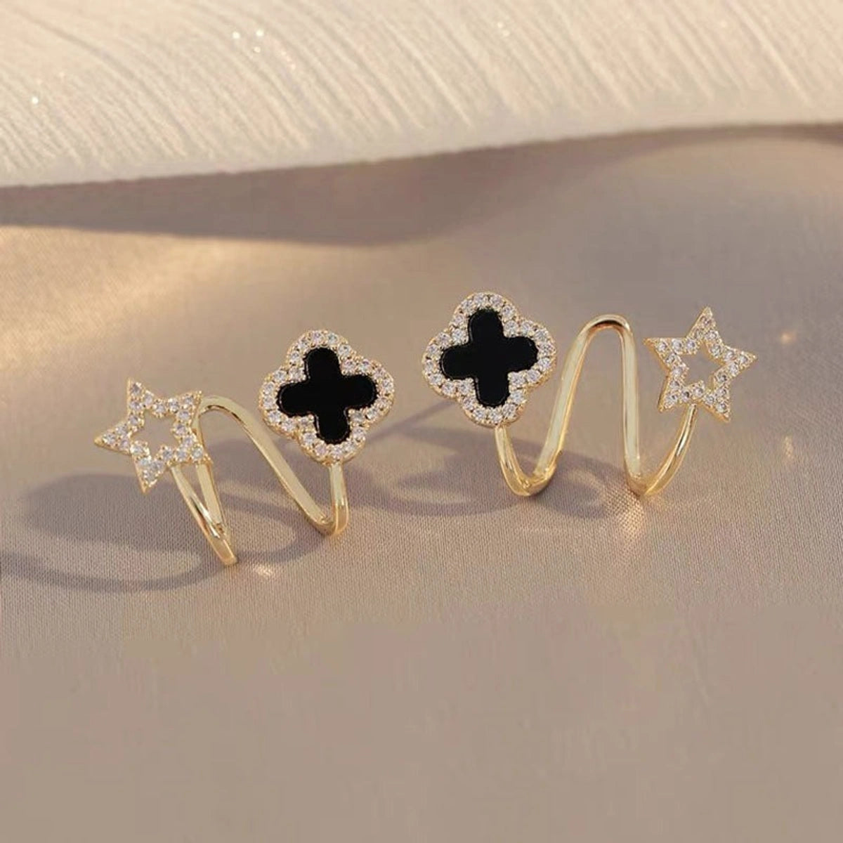 Star & Clover Dual Hoop Earrings