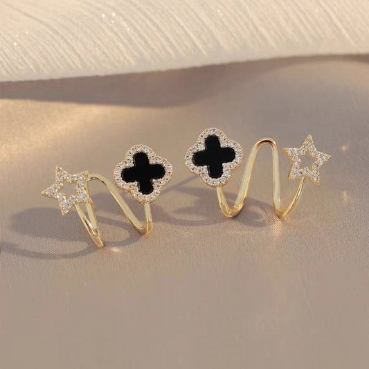 Star & Clover Dual Hoop Earrings